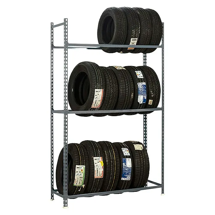 Simonrack Simonauto Metall-Reifenregal Autoclick - L x B x H: 40 x 100 x 200 cm, Traglast: 90 kg/Boden, Anzahl Böden: 3 Stk., Grau - Anwendungsbeispiel
