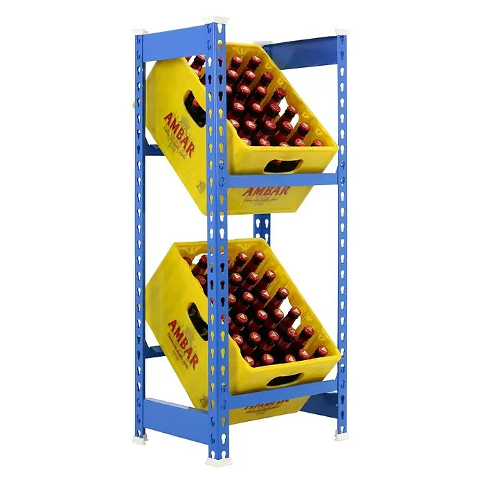 Simonrack Simonbottle Metall-Getränkekistenregal Bottleclick - L x B x H: 30 x 40 x 100 cm, Traglast: 100 kg/Boden, Anzahl Böden: 3 Stk., Weiß - Diagonale Ansicht