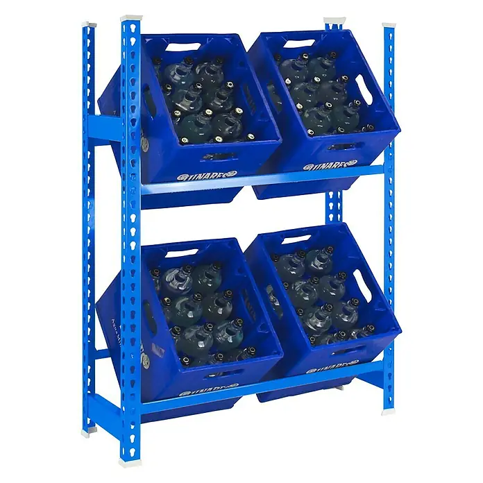 Simonrack Simonbottle Metall-Getränkekistenregal Bottleclick - L x B x H: 30 x 80 x 100 cm, Traglast: 100 kg/Boden, Anzahl Böden: 3 Stk., Weiß - Diagonale Ansicht
