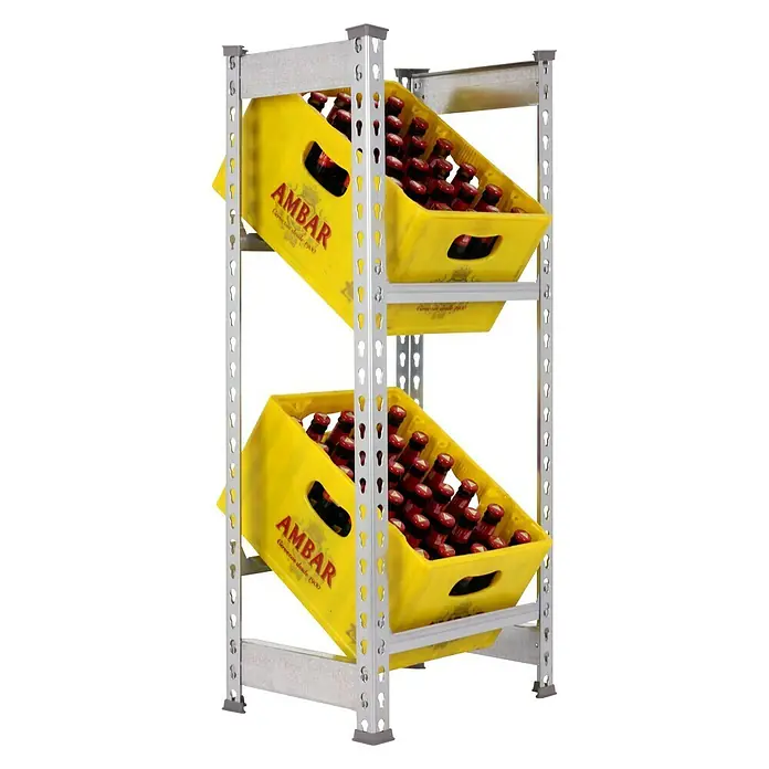 Simonrack Simonbottle Estantería para cajas de bebidas - L x An x Al: 30 x 40 x 100 cm, Capacidad de carga: 100 kg/balda, Número de baldas: 3 ud., Galvanizado - Vista angular