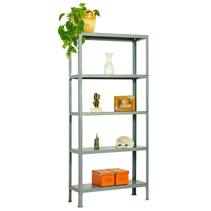 Simonrack Homeclick Metallregal Plus - L x B x H: 30 x 100 x 180 cm, Traglast: 150 kg/Boden, Anzahl Böden: 5 Stk., Stecken, Grau - Anwendungsbeispiel