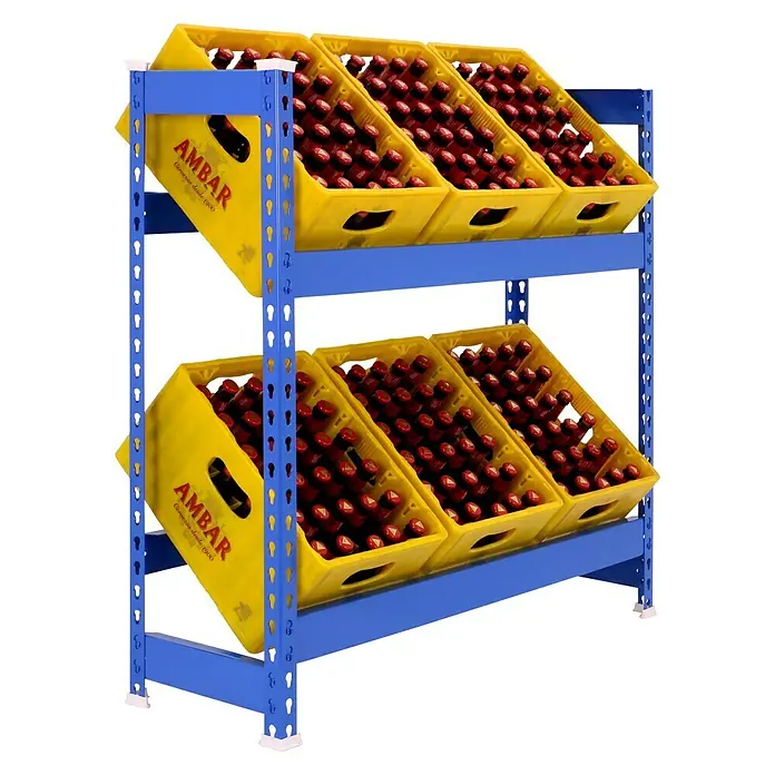 Simonrack Simonbottle Metall-Getränkekistenregal Bottleclick - L x B x H: 30 x 100 x 100 cm, Traglast: 100 kg/Boden, Anzahl Böden: 3 Stk., Weiß - Diagonale Ansicht