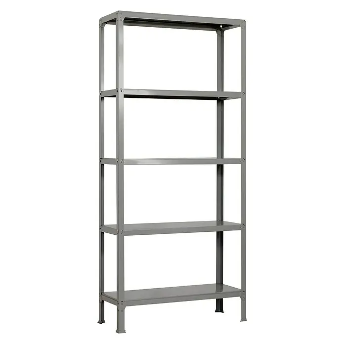 Simonrack Homeclick Metallregal Plus - L x B x H: 30 x 100 x 180 cm, Traglast: 150 kg/Boden, Anzahl Böden: 5 Stk., Stecken, Grau - Diagonale Ansicht