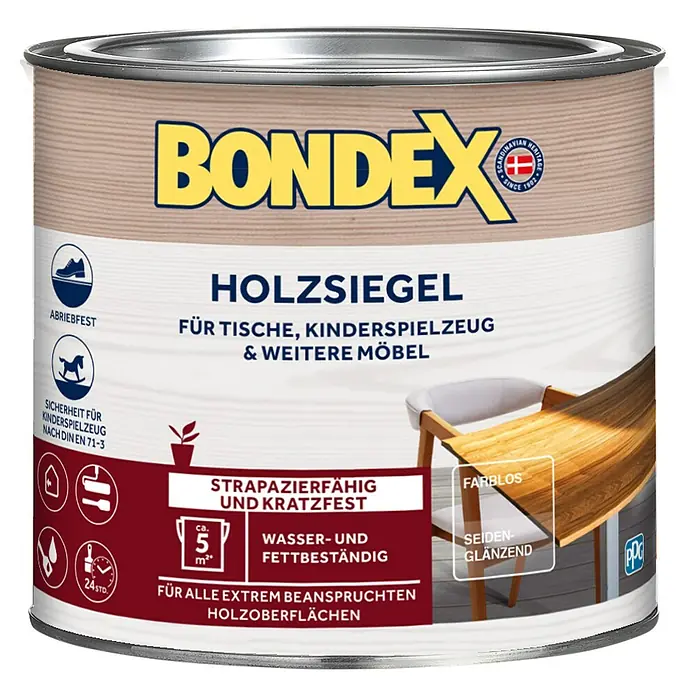Bondex Klarlack Holzsiegel - Farblos, 250 ml, Seidenglänzend - Vorderansicht