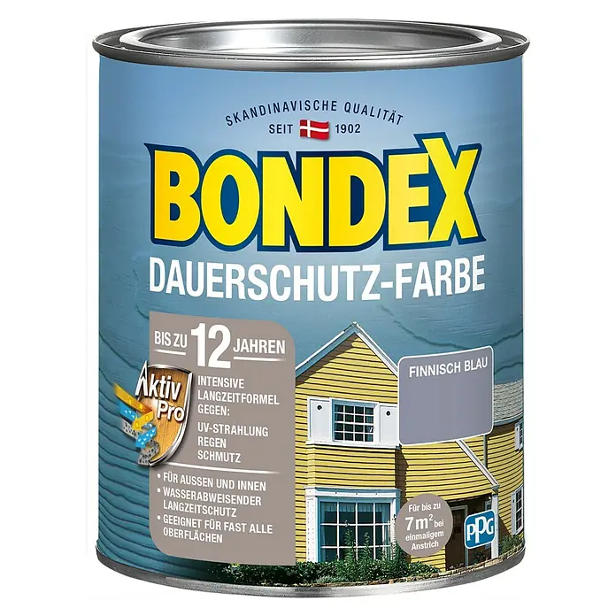Bondex Dauerschutzfarbe - Finnisch Blau, 750 ml - Vorderansicht