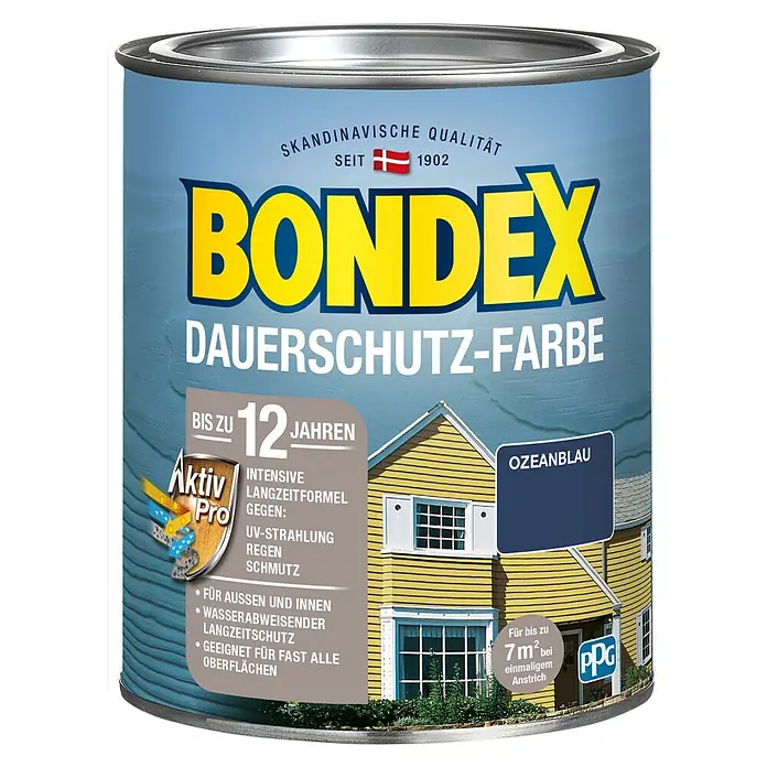 Bondex Dauerschutzfarbe - Ozeanblau, 750 ml - Vorderansicht