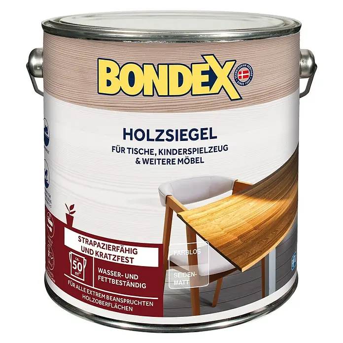 Bondex Klarlack Holzsiegel - Farblos, 2,5 l, Seidenmatt - Vorderansicht