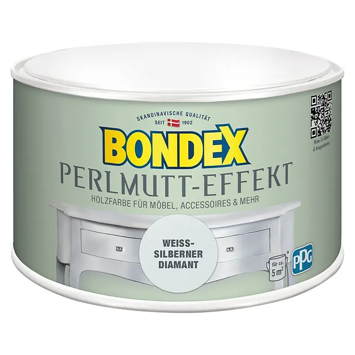 Bondex Holzfarbe Perlmutt-Effekt - Weißer Diamant, 500 ml, Seidenmatt - Vorderansicht