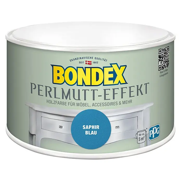 Bondex Holzfarbe Perlmutt-Effekt - Saphirblau, 500 ml, Seidenmatt - Vorderansicht