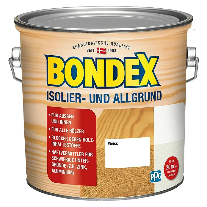 Bondex Holzgrundierung - Weiß, 2,5 l, Weiß matt auftrocknend - Vorderansicht