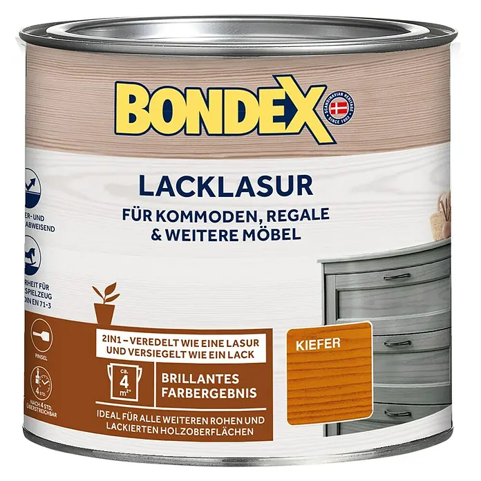 Bondex Lacklasur - Kiefer, 375 ml, Seidenglänzend - Vorderansicht