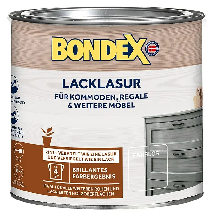 Bondex Lacklasur - Farblos, 375 ml, Seidenglänzend - Vorderansicht