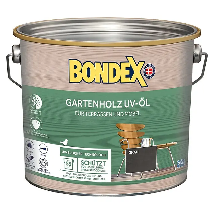 Bondex UV-Schutz-Öl - Grau, 2,5 l, Matt - Vorderansicht