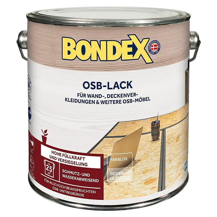 Bondex OSB lak - Bezbojno, 2,5 l, Svilenkasti sjaj - Pogled sprijeda
