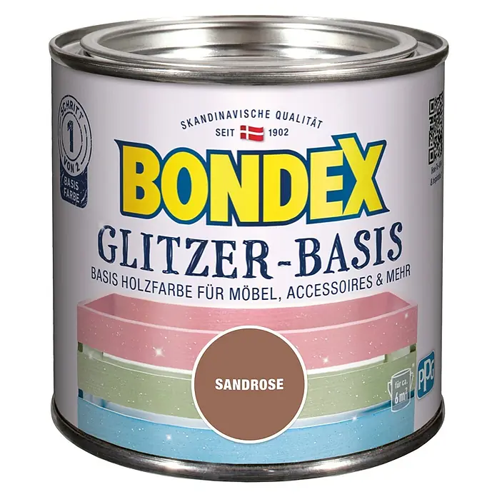 Bondex Holzfarbe Glitzer-Basis - Sandrose, 500 ml, Matt - Vorderansicht