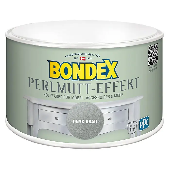 Bondex Holzfarbe Perlmutt-Effekt - Onyx Grau, 500 ml, Seidenmatt - Vorderansicht