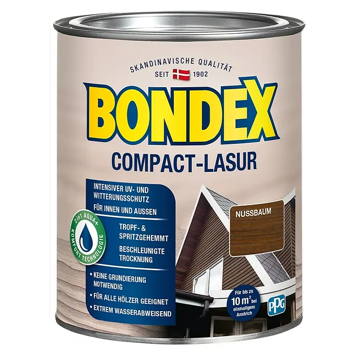 Bondex Holzlasur Compact - Nussbaum, 750 ml - Vorderansicht