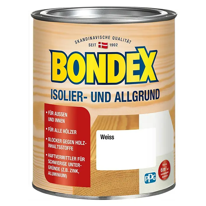 Bondex Isolier- & Allgrund - Weiß, 750 ml, Wasserbasiert, Acrylatbasis - Vorderansicht