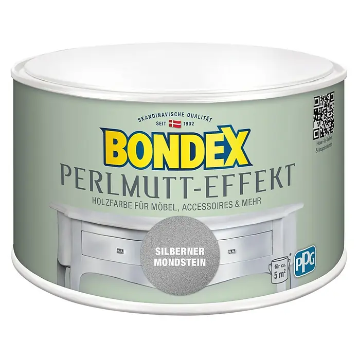 Bondex Holzfarbe Perlmutt-Effekt - Silberner Mondstein, 500 ml, Seidenmatt - Vorderansicht