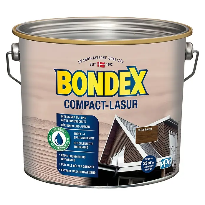 Bondex Holzlasur Compact - Nussbaum, 2,5 l - Vorderansicht