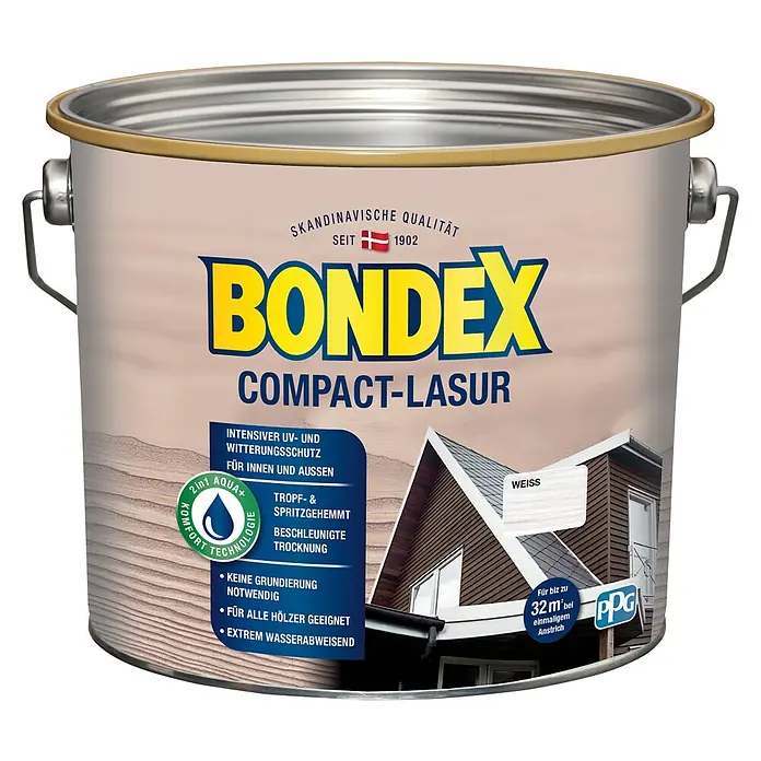 Bondex Holzlasur Compact - Weiß, 2,5 l - Vorderansicht