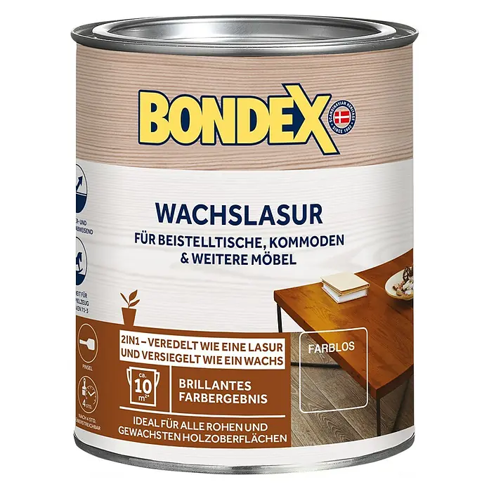 Bondex Wachslasur - Farblos, 750 ml, Seidenmatt - Vorderansicht