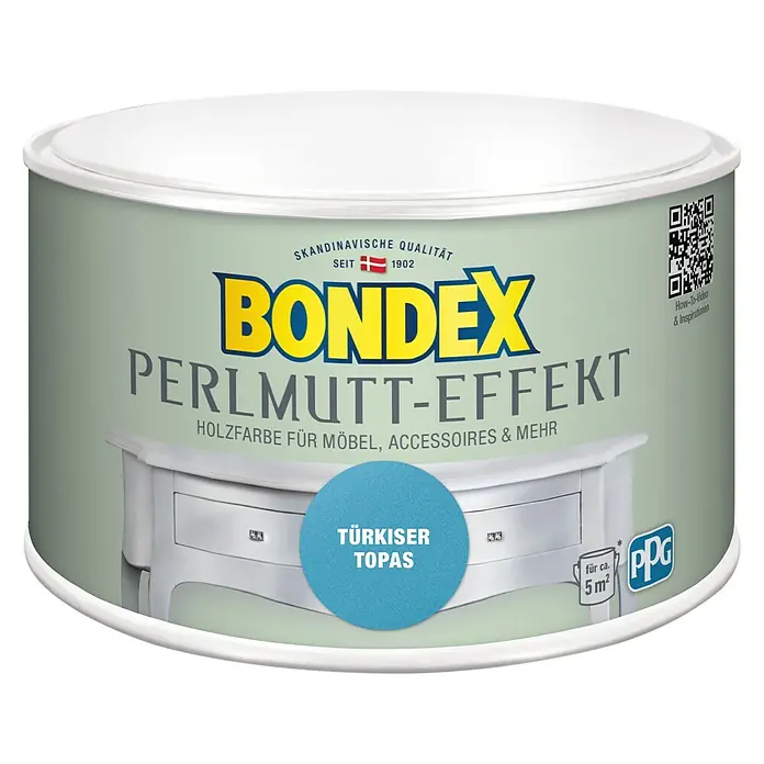 Bondex Holzfarbe Perlmutt-Effekt - Türkiser Topas, 500 ml, Seidenmatt - Vorderansicht