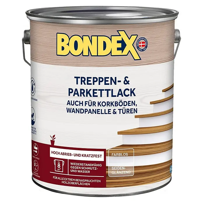 Bondex Treppen- & Parkettlack - Farblos, Seidenglänzend, 5 l - Vorderansicht