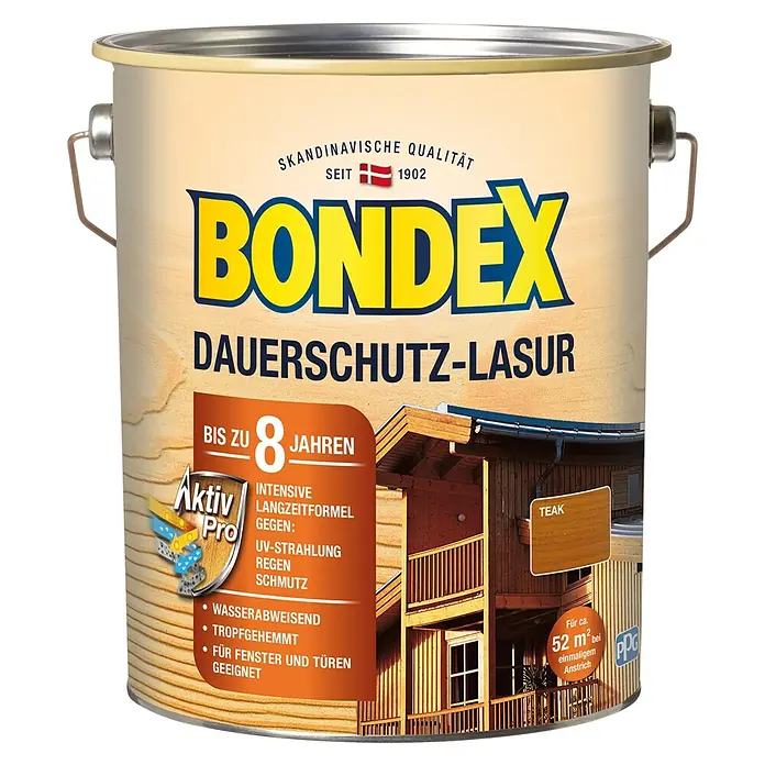 Bondex Dauerschutzlasur - Teak, 4 l, Glänzend - Vorderansicht