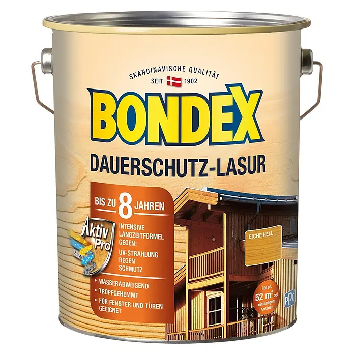 Bondex Dauerschutzlasur - Eiche Hell, 4 l, Glänzend - Vorderansicht