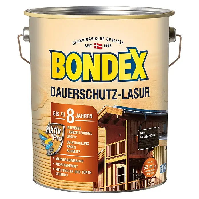 Bondex Dauerschutzlasur - Rio-Palisander, 4 l, Glänzend - Vorderansicht