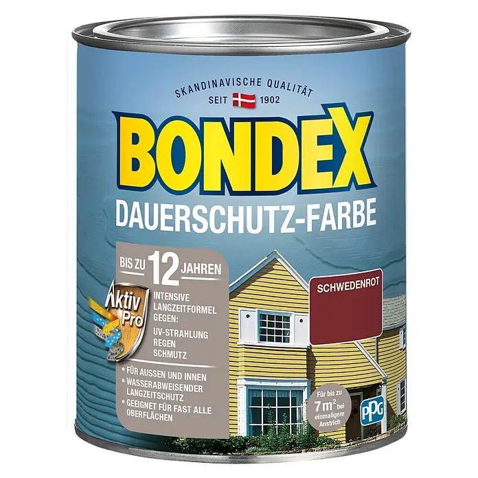 Bondex Dauerschutzfarbe - Schwedenrot, 750 ml - Vorderansicht