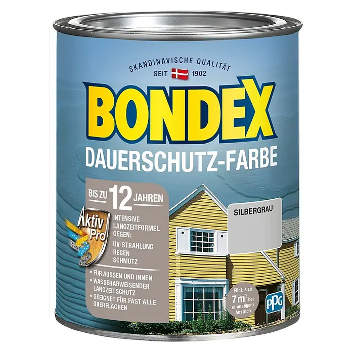 Bondex Dauerschutzfarbe - Silbergrau, 750 ml - Vorderansicht