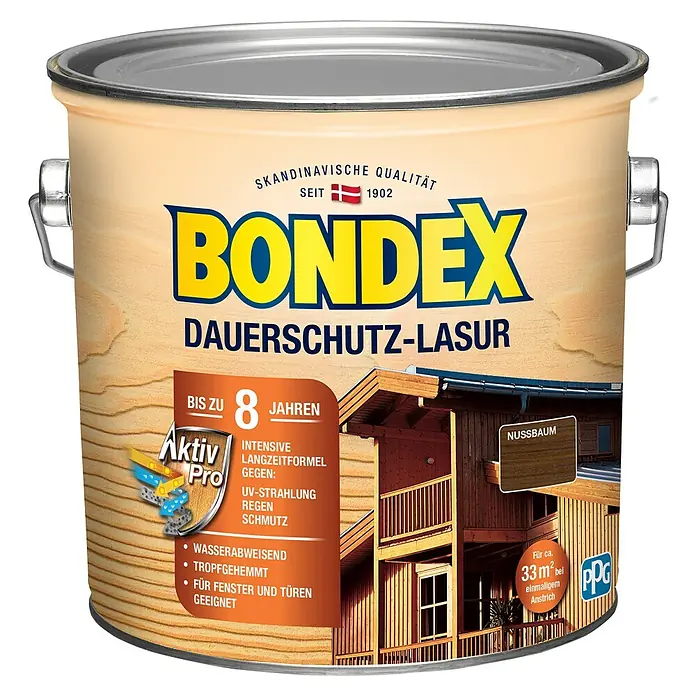 Bondex Dauerschutzlasur - Nussbaum, 2,5 l, Glänzend - Vorderansicht