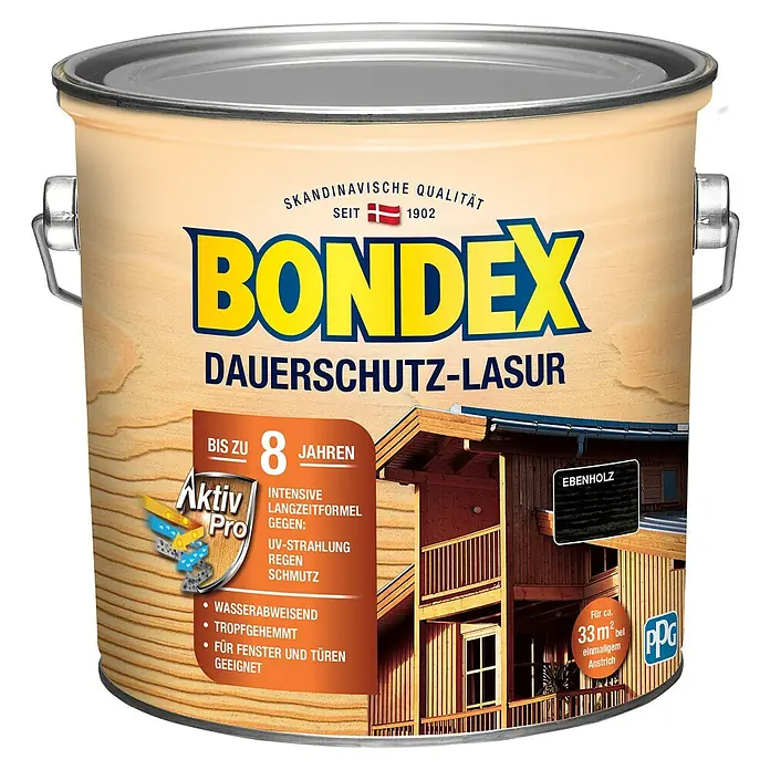 Bondex Dauerschutzlasur - Ebenholz, 2,5 l, Glänzend - Vorderansicht