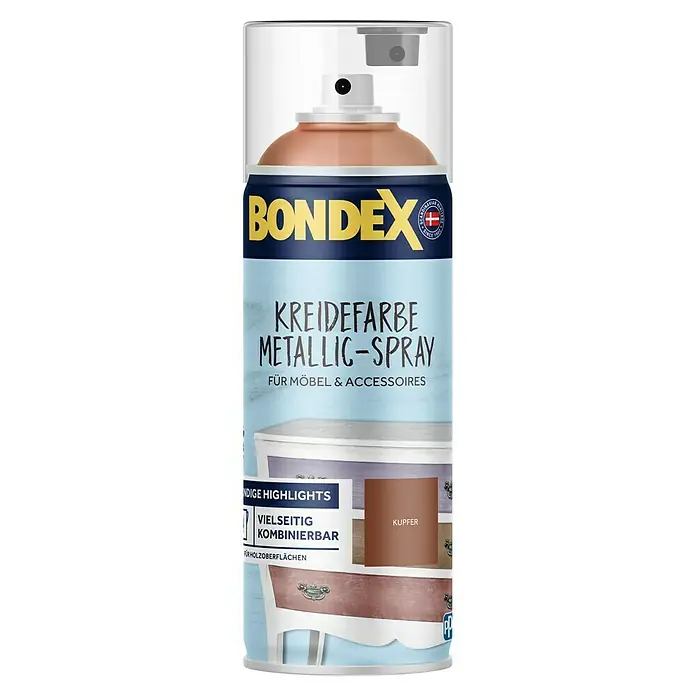 Bondex Kreidespray Metallic - Kupfer, 400 ml, Seidenmatt - Vorderansicht