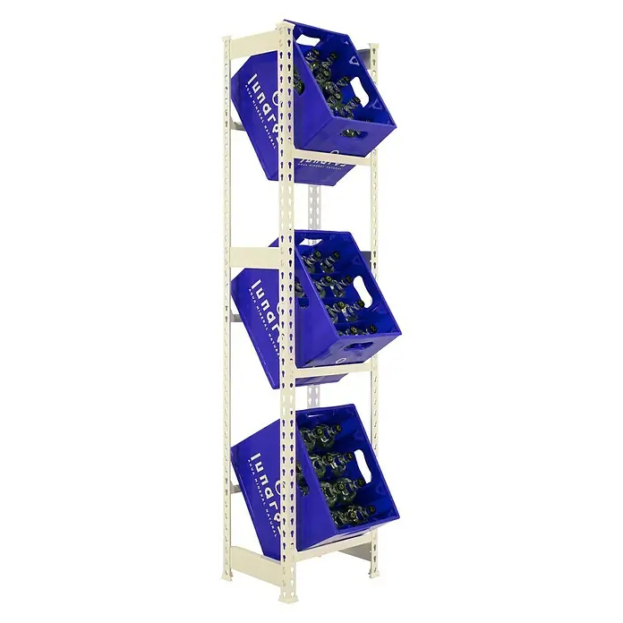 Simonrack Simonbottle Metall-Getränkekistenregal Bottleclick - L x B x H: 30 x 40 x 180 cm, Traglast: 100 kg/Boden, Anzahl Böden: 3 Stk., Weiß - Diagonale Ansicht