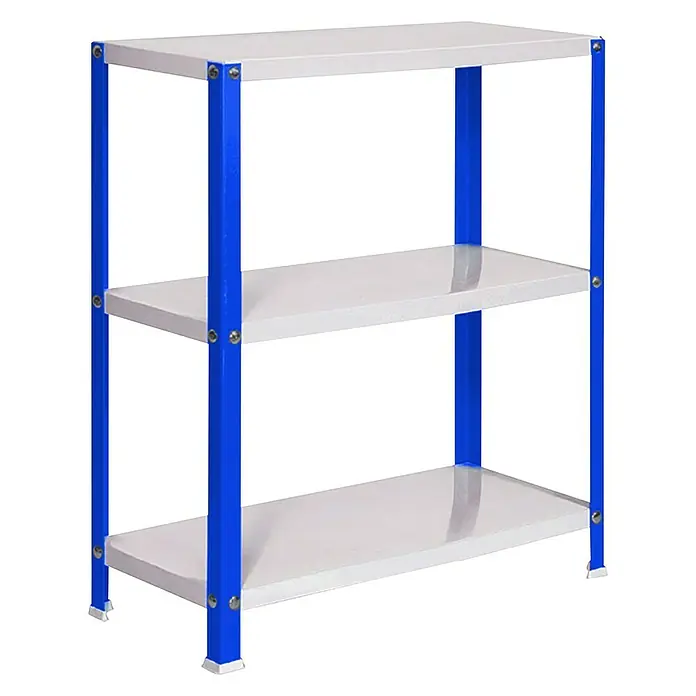 Simonrack Homeclassic Metallregal - L x B x H: 30 x 80 x 90 cm, Traglast: 100 kg/Boden, Anzahl Böden: 3 Stk., Schrauben, Blau - Diagonale Ansicht