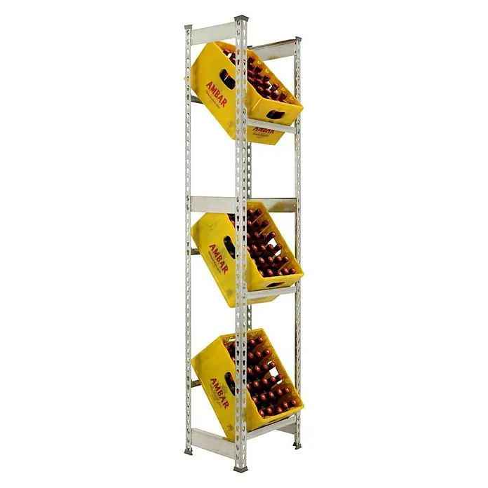 Simonrack Simonbottle Estantería para cajas de bebidas - L x An x Al: 30 x 40 x 180 cm, Capacidad de carga: 100 kg/balda, Número de baldas: 3 ud., Galvanizado - Producto en uso