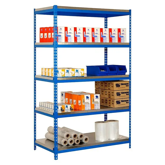 Simonrack Bricoforte Metall-Schwerlastregal - L x B x H: 45 x 100 x 200 cm, Traglast: 300 kg/Boden, Anzahl Böden: 5 Stk., Blau, Material Boden: Metall - Anwendungsbeispiel