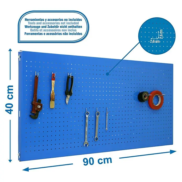 Simonrack Panelclick Panel perforado - L x An: 90 x 40 cm, Azul - Dibujo técnico
