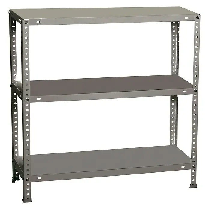 Simonrack Simonclassic Metallregal Advantage - L x B x H: 40 x 90 x 90 cm, Traglast: 75 kg/Boden, Anzahl Böden: 3 Stk., Schrauben, Silber - Diagonale Ansicht