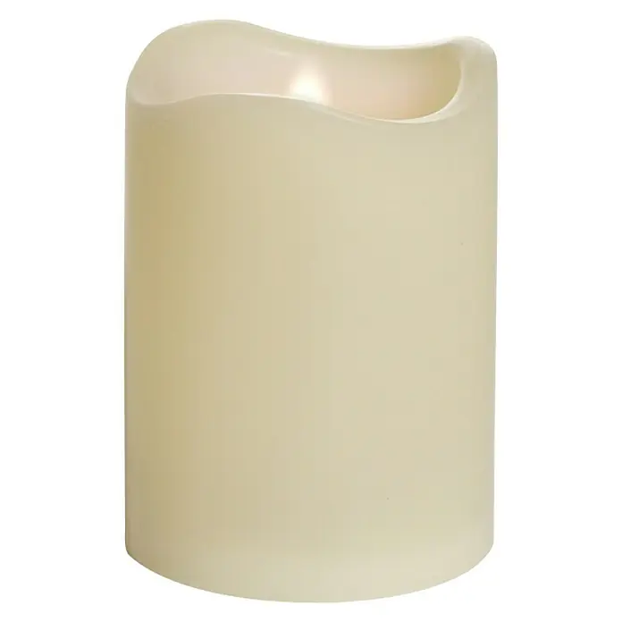 Flower Power LED-Kerze - Ø x H: 7 x 10 cm, Creme, Kunststoff - Vorderansicht