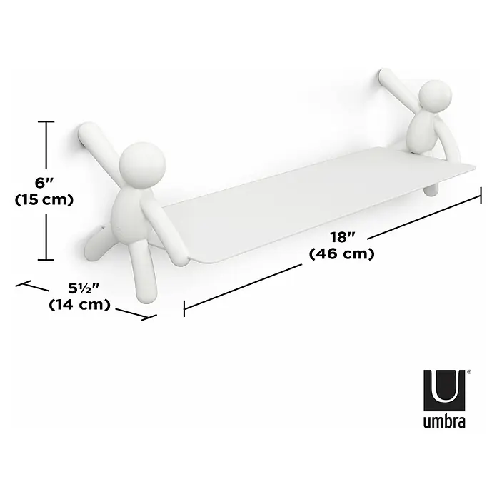 Kleiderhaken Buddy - 7,5 x 16,8 cm, Weiß, Traglast: 2,2 kg/Haken - Skizze