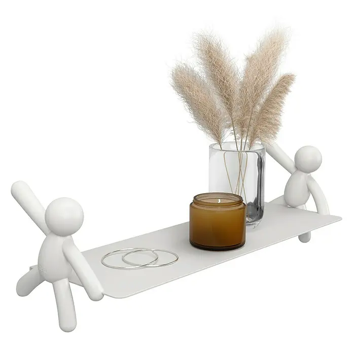 Kleiderhaken Buddy - 7,5 x 16,8 cm, Weiß, Traglast: 2,2 kg/Haken - Diagonale Ansicht