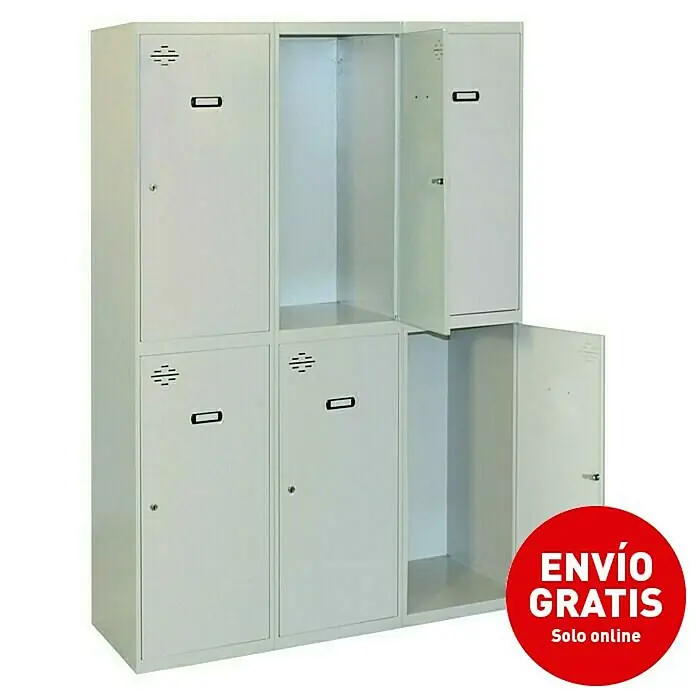 Simonrack Simonlocker Taquilla Prof. Tandem - L x An x Al: 50 x 90 x 180 cm, Número de puertas: 6 ud., Gris - Vista angular