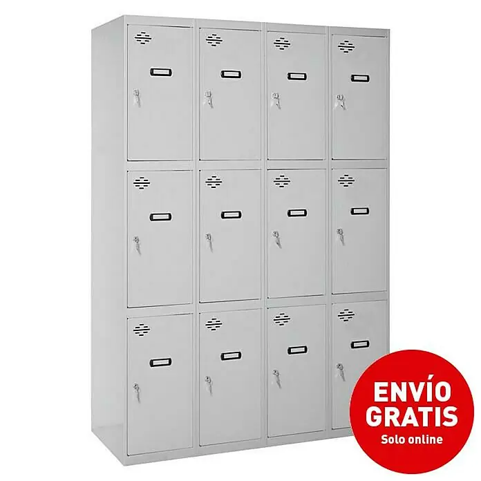 Simonrack Simonlocker Taquilla Prof. Doors - L x An x Al: 50 x 120 x 180 cm, Número de puertas: 12 ud. - Vista angular