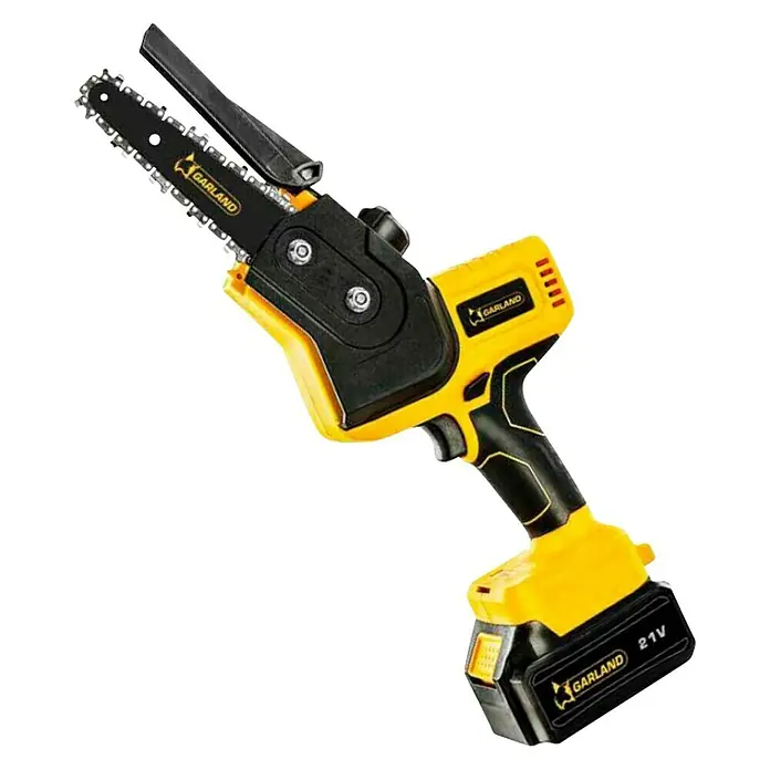 Garland Motosierra de batería Rodent 604W-V21 - 21 V, Iones de litio, 2 baterías, Longitud de cuchilla: 10 cm - Vista angular
