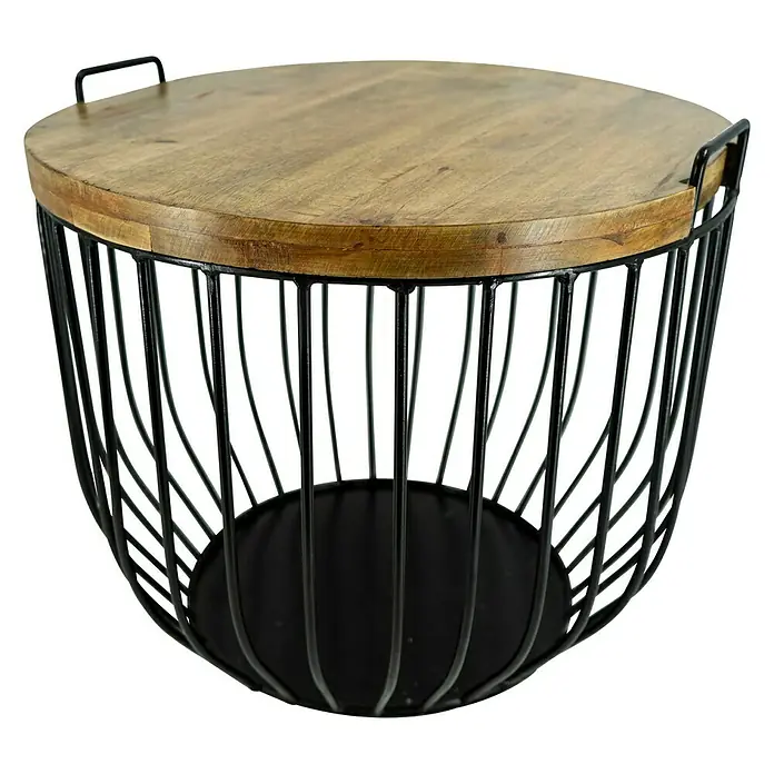 Mesa auxiliar de jardín Claude - Ø x Al: 59 x 48,5 cm, Negro - Vista frontal