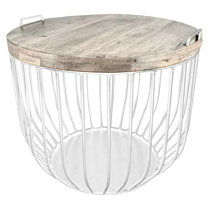 Mesa auxiliar de jardín Claude - Ø x Al: 59 x 48,5 cm, Blanco - Vista frontal